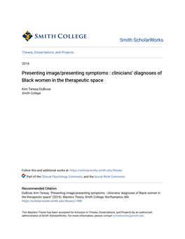 Clinicians' Diagnoses of Black Women in the Therapeutic Space