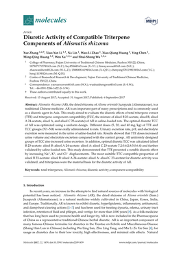 Diuretic Activity of Compatible Triterpene Components of Alismatis Rhizoma