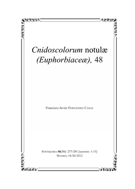 Cnidoscolorum Notulæ (Euphorbiaceæ), 48