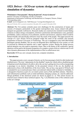 ECO-Car System: Design and Computer Simulation of Dynamics