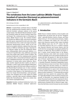 Bonebed of Lamerden (Germany) As Palaeoenvironment Indicators in the Germanic Basin