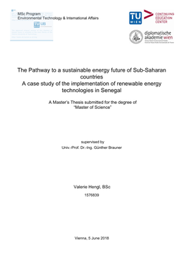 The Pathway to a Sustainable Energy Future of Sub-Saharan Countries a Case Study of the Implementation of Renewable Energy Technologies in Senegal