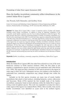 Does the Benthic Invertebrate Community Reflect Disturbances In