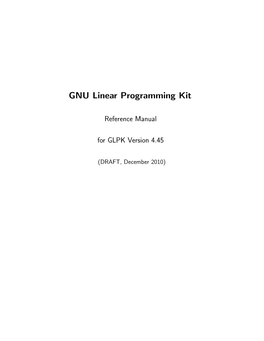 GNU Linear Programming Kit