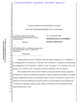 Case 5:06-Cv-01839-PVT Document 301 Filed 04/14/08 Page 1 of 16