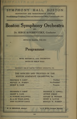 Boston Symphony Orchestra Concert Programs, Season 50,1930-1931