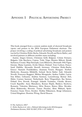 Political Advertising in the 2014 European Parliament Elections, DOI 10.1057/978-1-137-56981-3 APPENDIX 2CODEBOOKS