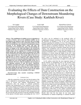 Evaluating the Effects of Dam Construction on the Morphological Changes of Downstream Meandering Rivers (Case Study: Karkheh River)