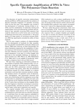 Specific Enzymatic Amplification of DNA in Vitro: the Polymerase Chain Reaction