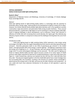 Gallium Nitride Based Visible Light Emitting Diodes