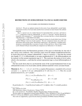 Arxiv:1606.04121V3 [Math.DG] 22 Feb 2019 53-32Pfo H IEO N Yimtsvr Co Proj Ochoa Severo ICMAT by and MINECO, the from 85934-C3-2-P Umnfl Ntrso T Oa Aisadteabetmani A