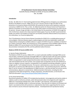 Scientific Review of Moderna COVID-19 Vaccine (Mrna-1273) Dec