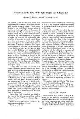 Variations in the Lava of the 1959 Eruption in Kilauea Iki!