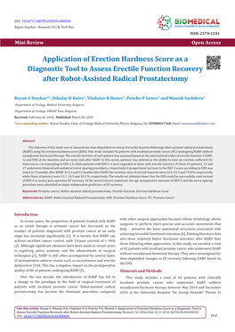 Application of Erection Hardness Score As a Diagnostic Tool to Assess Erectile Function Recovery After Robot-Assisted Radical Prostatectomy