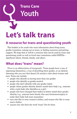 Let's Talk Trans: a Resource for Trans and Questioning Youth