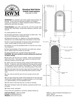 Standard Wall Niche Installation Instructions