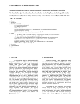 2465 an Oligonucleotide Microarray Study on Gene Expression Profile I