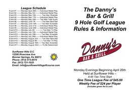 The Danny's Bar & Grill 9 Hole Golf League Rules & Information