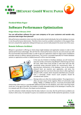 Software Performance Optimization