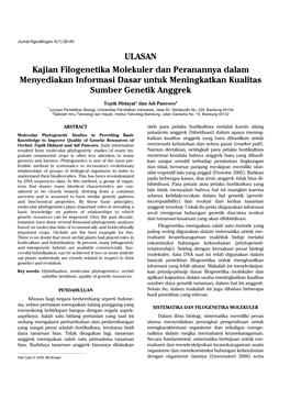 ULASAN Kajian Filogenetika Molekuler Dan Peranannya Dalam Menyediakan Informasi Dasar Untuk Meningkatkan Kualitas Sumber Genetik Anggrek