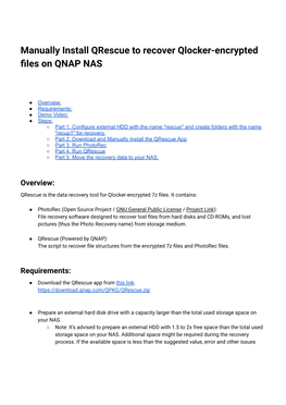 Manually Install Qrescue to Recover Qlocker-Encrypted Files on QNAP