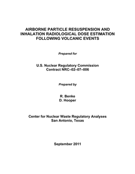"Airborne Particle Resuspension and Inhalation Radiological Dose