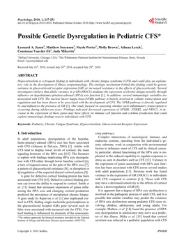 Possible Genetic Dysregulation in Pediatric CFS*