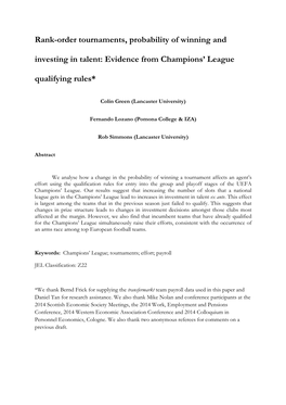 Evidence from Champions' League Qualifying Rules