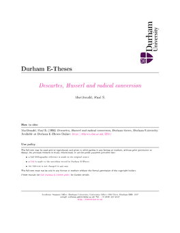 Descartes, Husserl and Radical Conversion