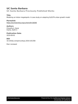 Modeling an Indian Megalopolis- a Case Study on Adapting SLEUTH Urban Growth Model