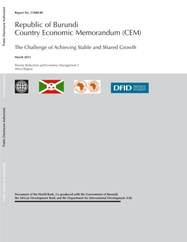 Republic of Burundi Country Economic Memorandum (CEM)