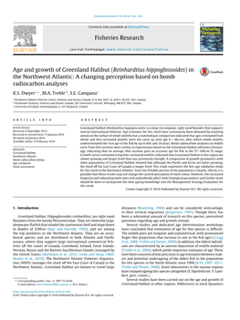 Age and Growth of Greenland Halibut (Reinhardtius Hippoglossoides) In