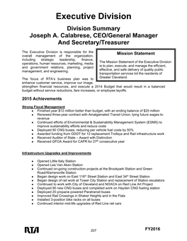 Executive Division Division Summary Joseph A