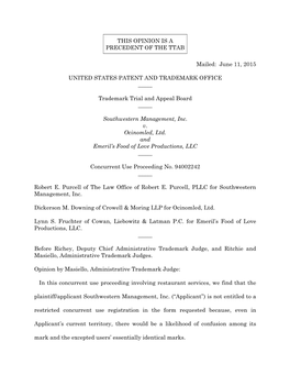 THIS OPINION IS a PRECEDENT of the TTAB Mailed: June 11, 2015 UNITED STATES PATENT and TRADEMARK OFFICE ___Trademark Trial A