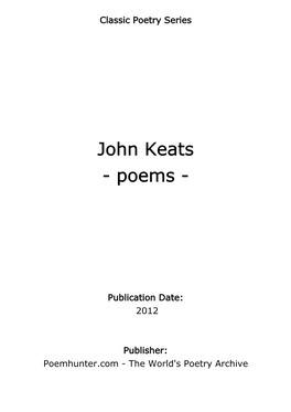 John Keats - Poems
