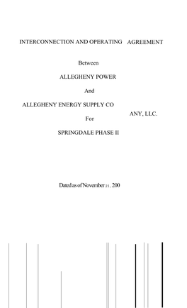 INTERCONNECTION and OPERATING Between