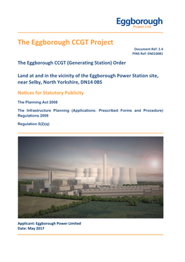The Eggborough CCGT Project Document Ref: 1.4 PINS Ref: EN010081