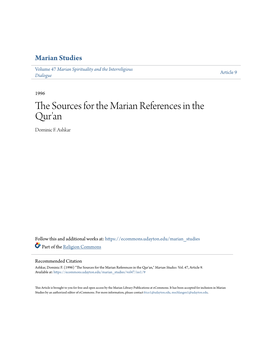 The Sources for the Marian References in the Qur'an