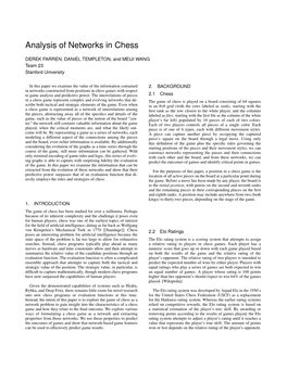 Analysis of Networks in Chess