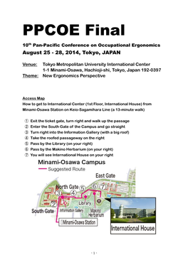 PPCOE Final 10Th Pan-Pacific Conference on Occupational Ergonomics August 25 - 28, 2014, Tokyo, JAPAN