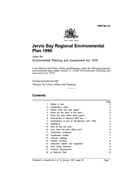 Jervis Bay Regional Environmental Plan 1996 Under the Environmental Planning and Assessment Act 1979