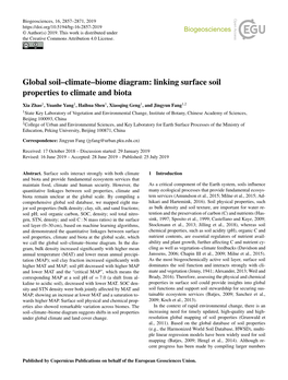 Global Soil–Climate–Biome Diagram: Linking Surface Soil Properties to Climate and Biota