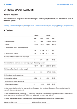 Official Specifications