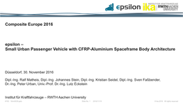 Small Urban Passenger Vehicle with CFRP-Aluminium Spaceframe Body Architecture