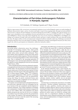 Characterization of Peri-Urban Anthropogenic Pollution in Kampala, Uganda