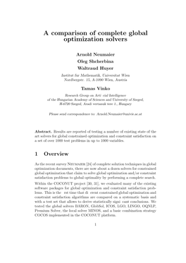 A Comparison of Complete Global Optimization Solvers