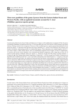 Three New Goatfishes of the Genus Upeneus from the Eastern Indian Ocean and Western Pacific, with an Updated Taxonomic Account for U