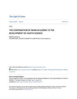 The Contribution of Imam Ad-Darimi to the Development of Hadith Science
