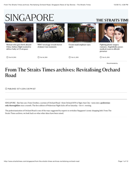 From the Straits Times Archives: Revitalising Orchard Road, Singapore News & Top Stories - the Straits Times 10/28/15, 4:38 PM