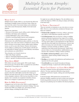Multiple System Atrophy: Essential Facts for Patients
